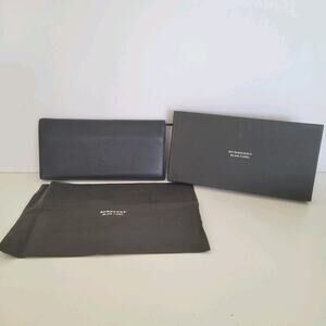 Burberry Black Label Wallet Black Bifold Card Bill Holder Leather Logo Slim Long